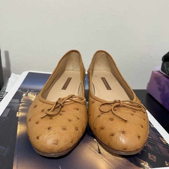 Giorgio's of Palm Beach Luxury Italian Ostrich Leather Ballerinas - Picture 1 of 4